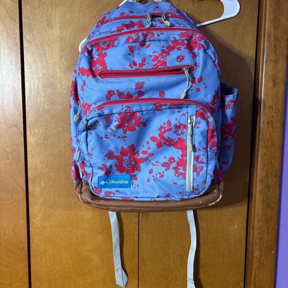 Columbia Kids' Floral Blue and Red Backpack